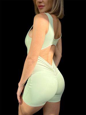 MONO CORTO FRUNCIDO GYM YOGA PISTACHO