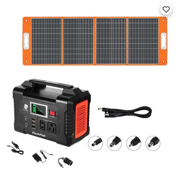FlashFish 200W Portable Power Station and foldable solar panels