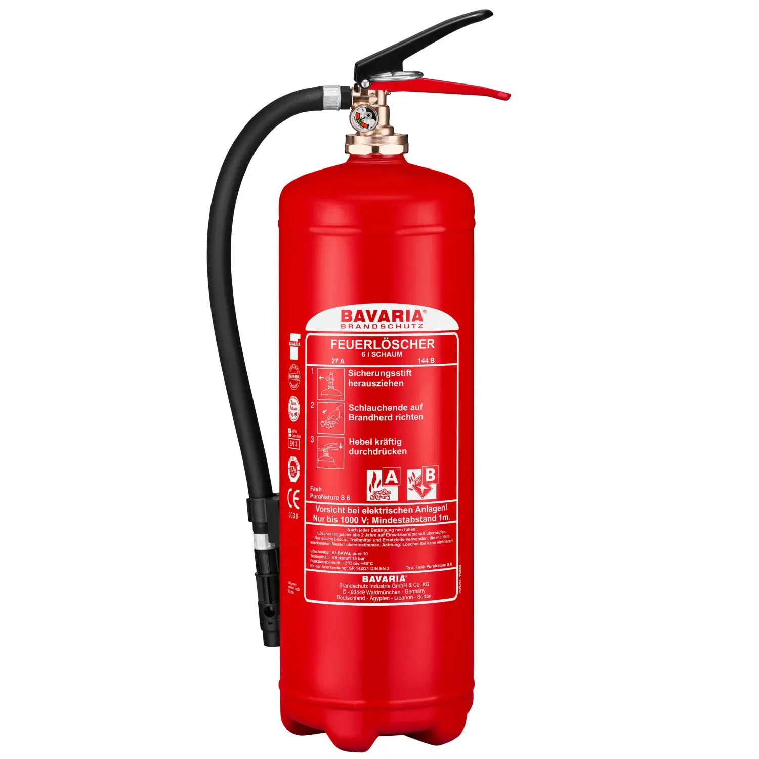 Schaum Feuerlöscher 6 Liter Fluorfrei Dauerdruck