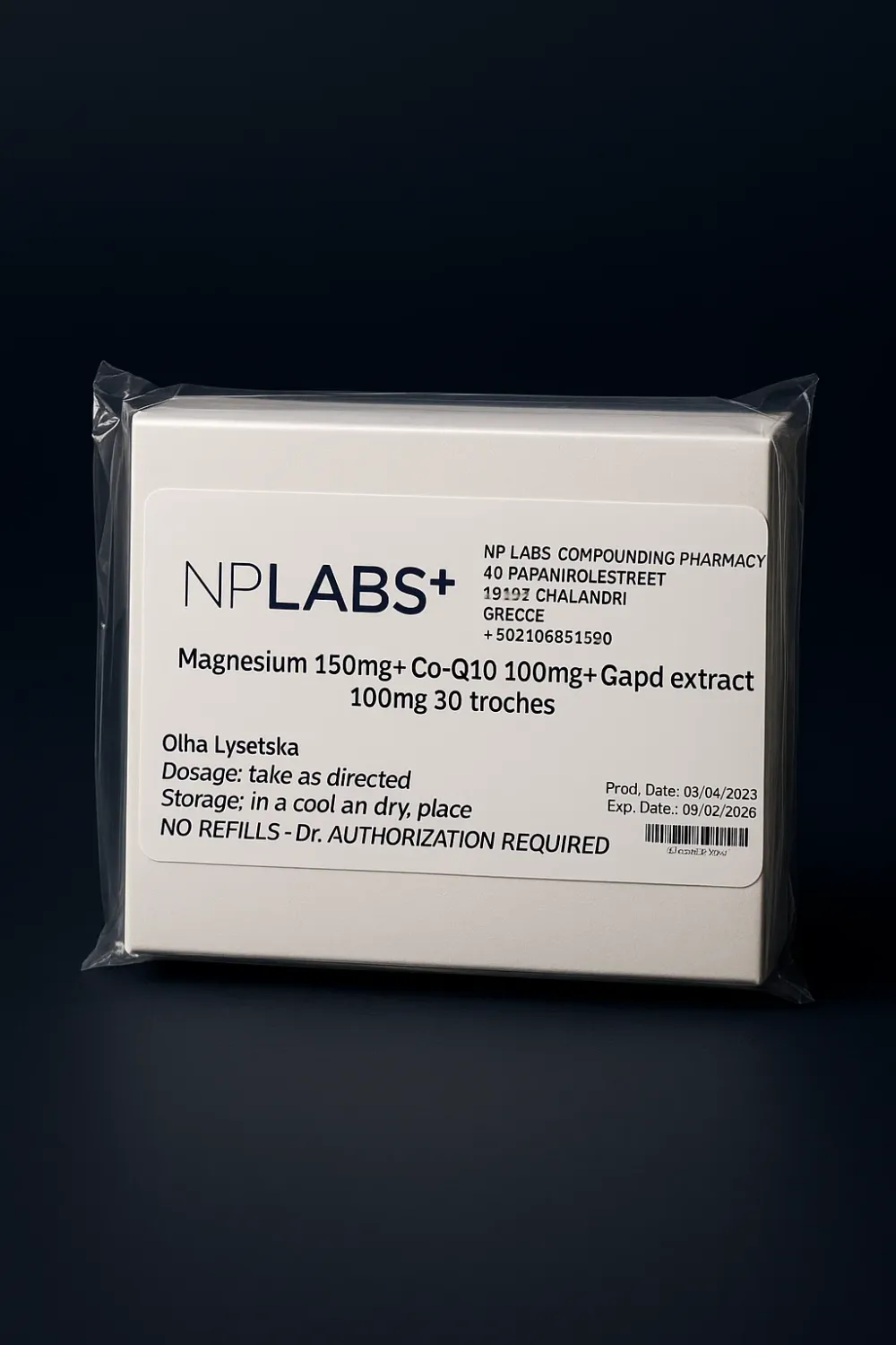 MAGNESIUM CITRATE 150 mg + CO-Q10 100 mg + GRAPE SEED EXTRACT 100 mg 30 trochs NpLabs