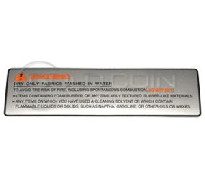 8502-658-001 Dexter Dryer Warning Decal