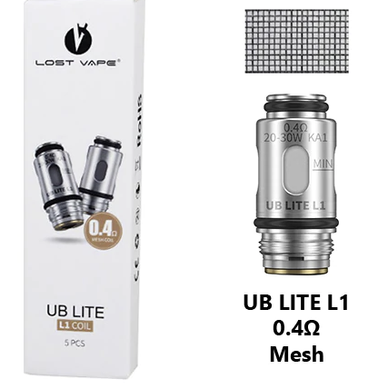 Lost Vape UB Lite Coil (5pcs), Type: L1 0.4 Ohm Mesh (20-30W)