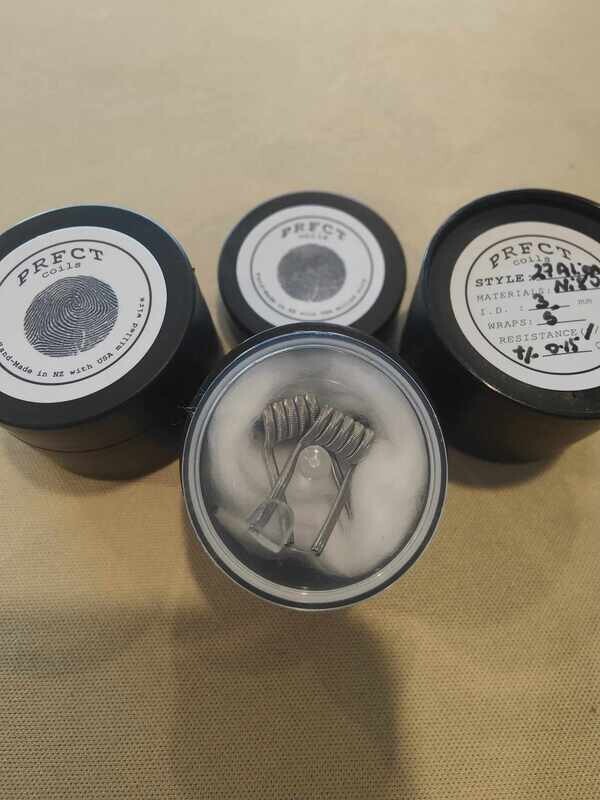 PRFCT - Tricore 26ga Alien - Lo-Res Ni80 ~ 5 wrap ~ 0.11 ohm Dual (crimped leg)