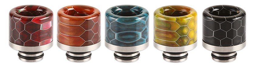 510 Resin Snake Skin / SS shaft Drip tip (straight sides or curved sides)