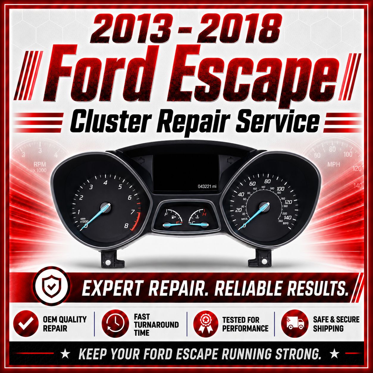 2013-2018 Ford Escape w/ Message Center Instrument Cluster Repair