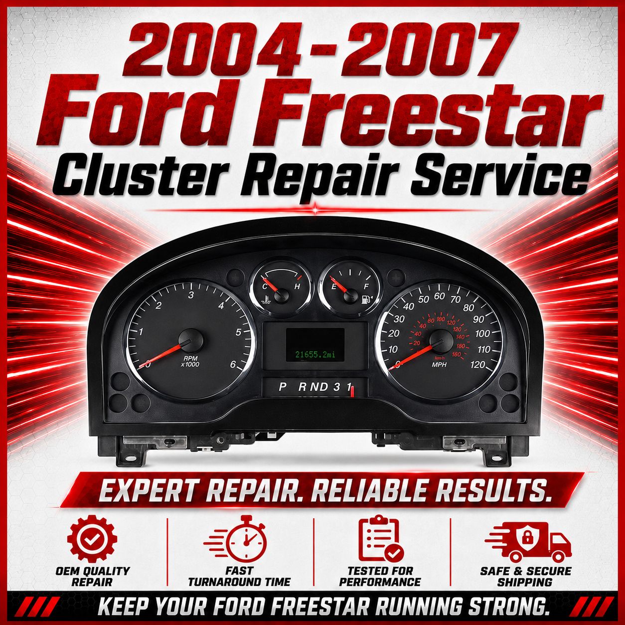 2004-2007 Ford Freestar &amp; Mercury Monterey Instrument Cluster Complete Rebuild