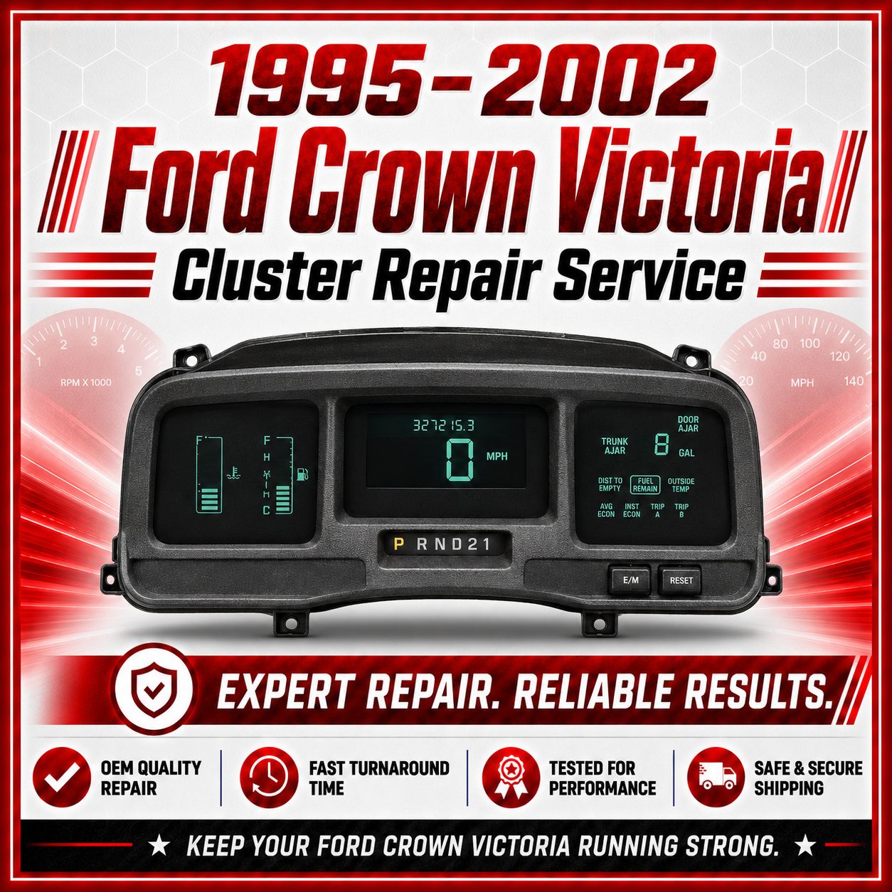 1995-2002 Ford Crown Victoria digital Cluster Repair