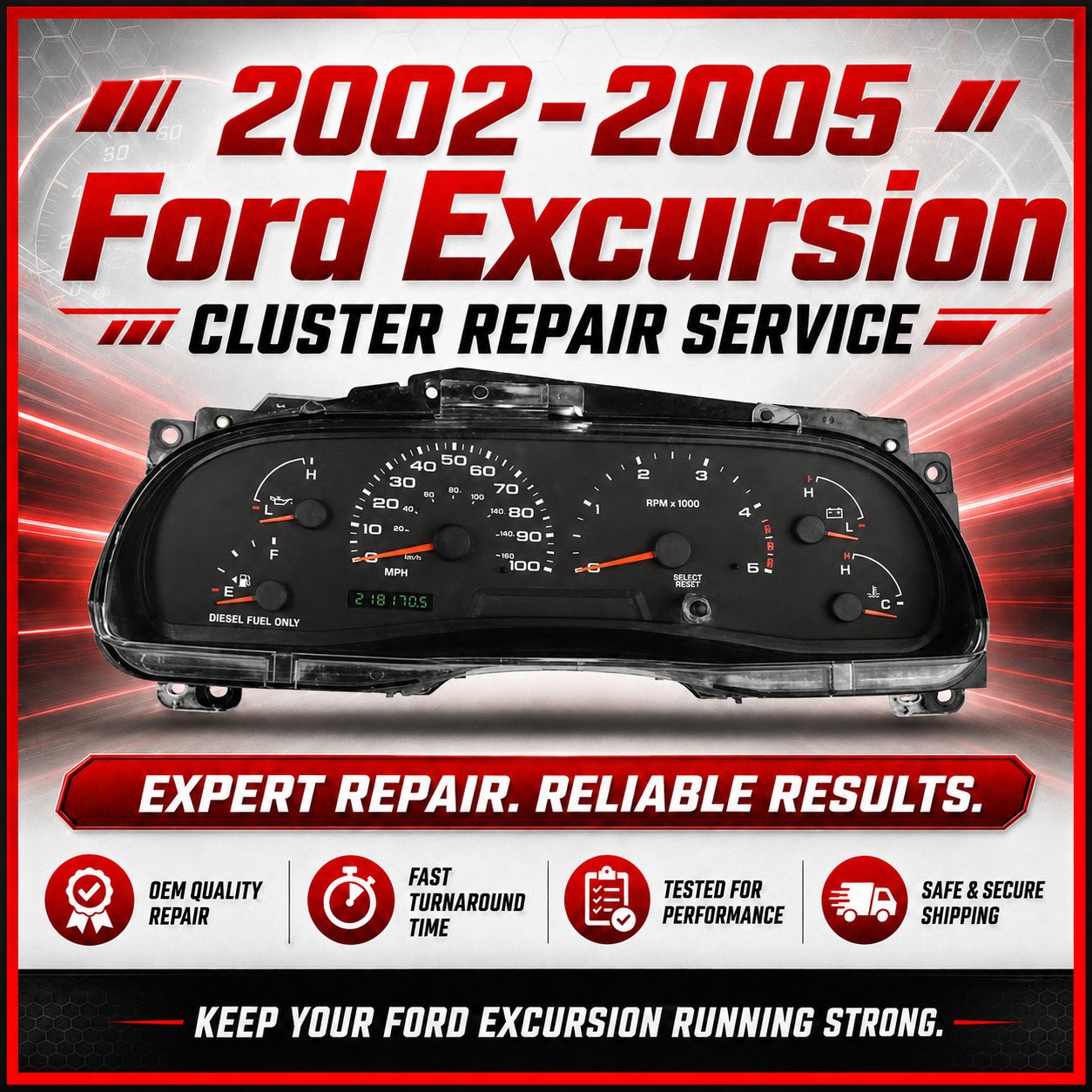 2002-2005 Ford F250 F350 F450 F550 Instrument Cluster Repair
