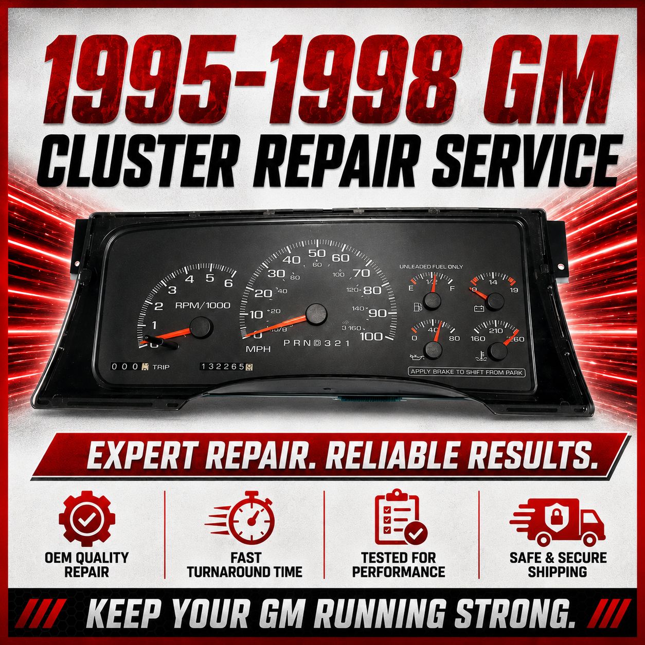 1995-1998 GM Full Size Pickup &amp; SUV  Cluster Repair Service