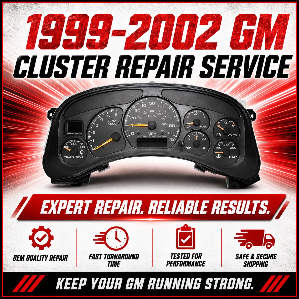 1999-2002 GM Full Size Cluster Repair