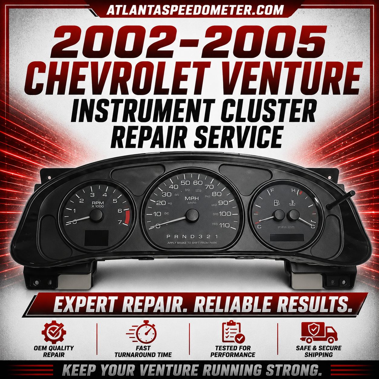 2002-2005 Chevrolet Venture Instrument Cluster Complete Rebuild