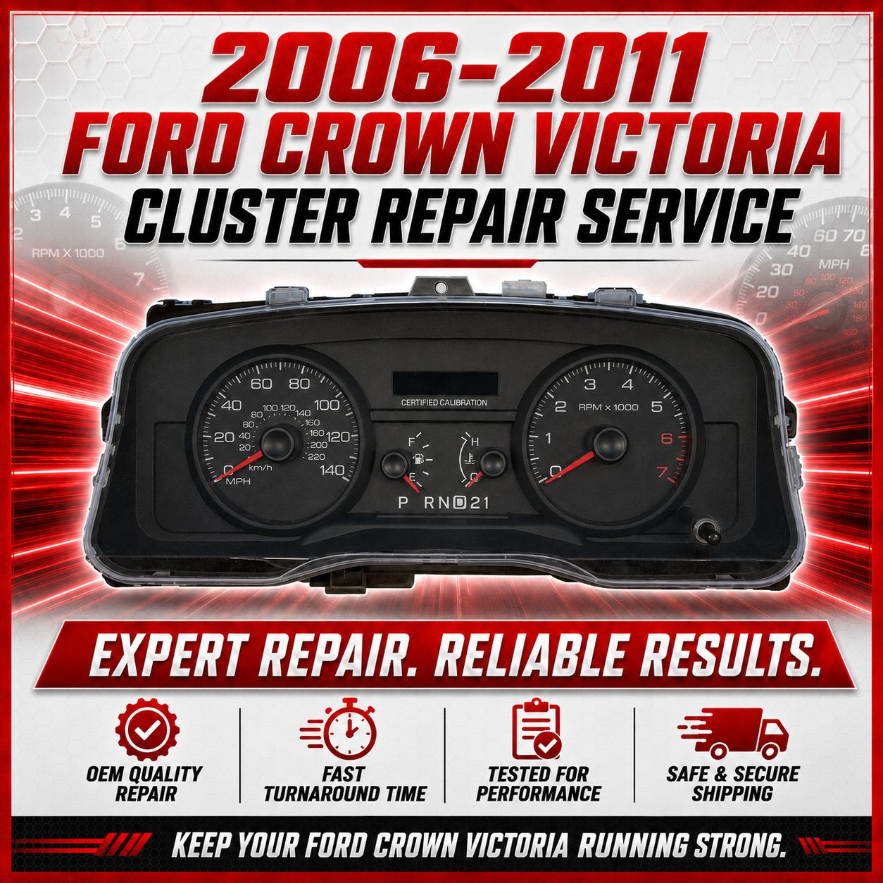 2006-2011 Ford Crown Victoria Complete Instrument Cluster Rebuild