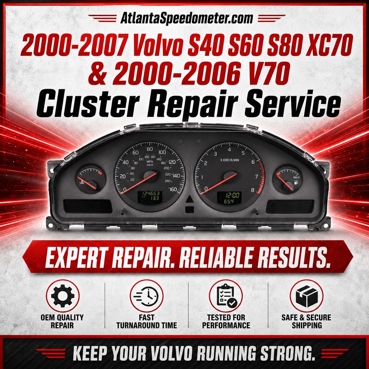 2000-2007 Volvo S40 S60 S80 XC70 &amp; 2000-2006 V70 Cluster Rebuild
