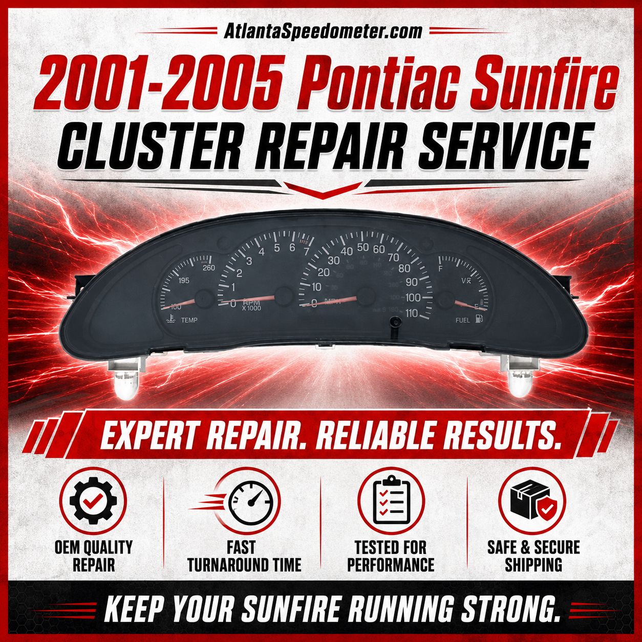 2001-2005 Pontiac Sunfire Instrument Cluster Complete Rebuild