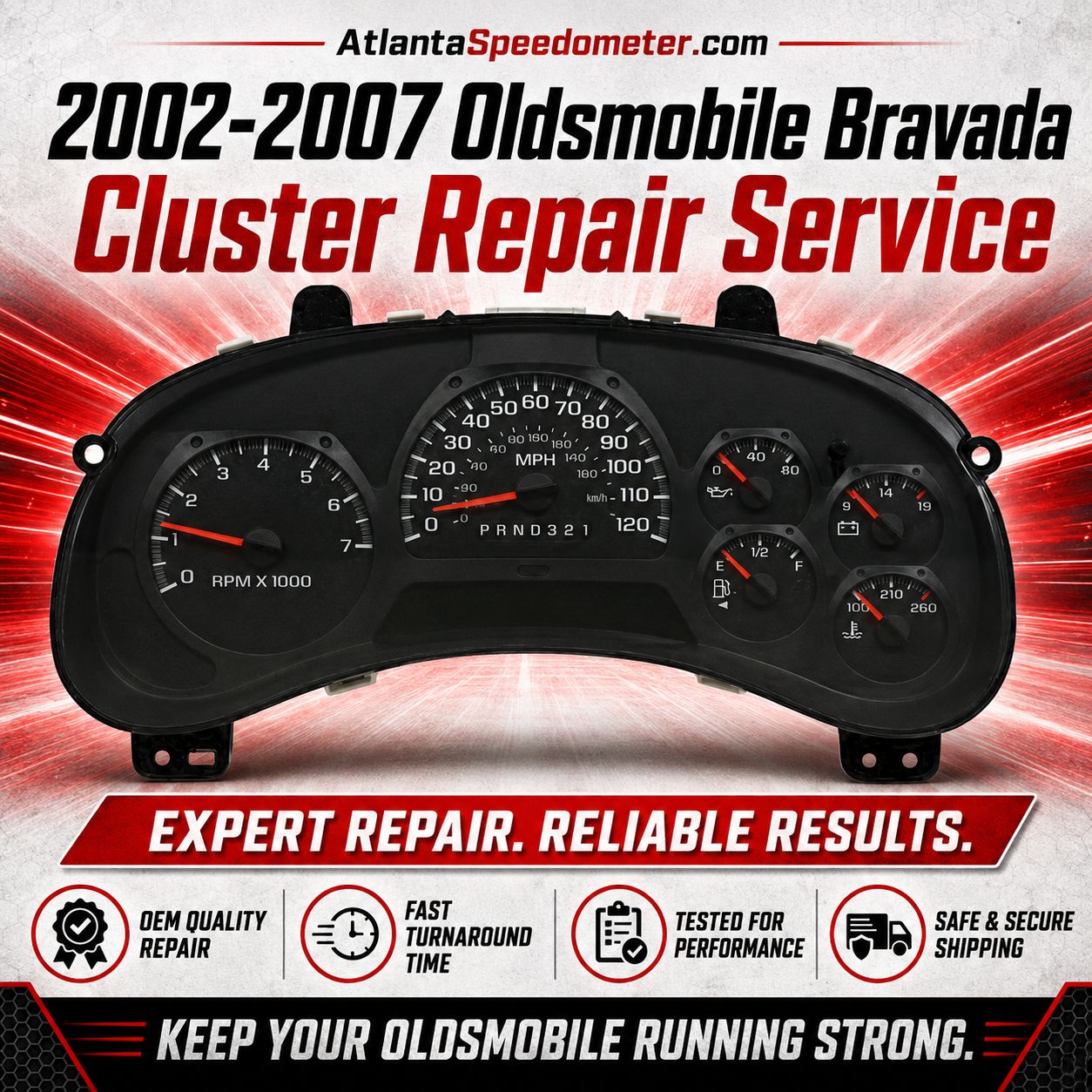 2002-2007 Oldsmobile Bravada Instrument Cluster Complete Rebuild