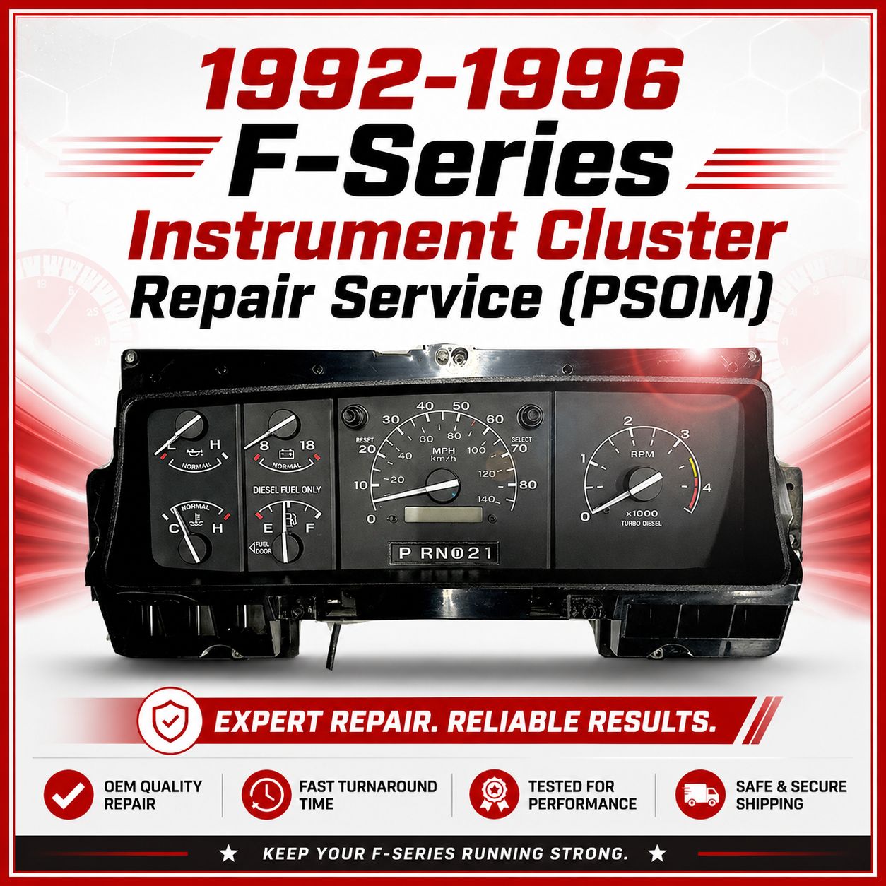 1992-1996 F-Series Instrument Cluster Repair Service (PSOM) F150, F250, F350, Bronco, Aerostar