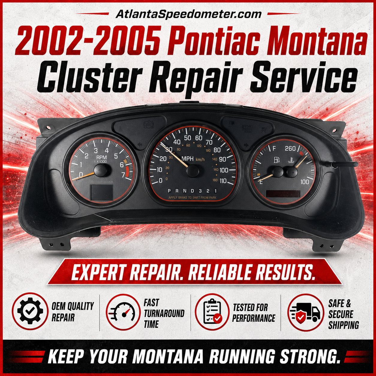 2002-2005 Pontiac Montana Instrument Cluster Complete Rebuild