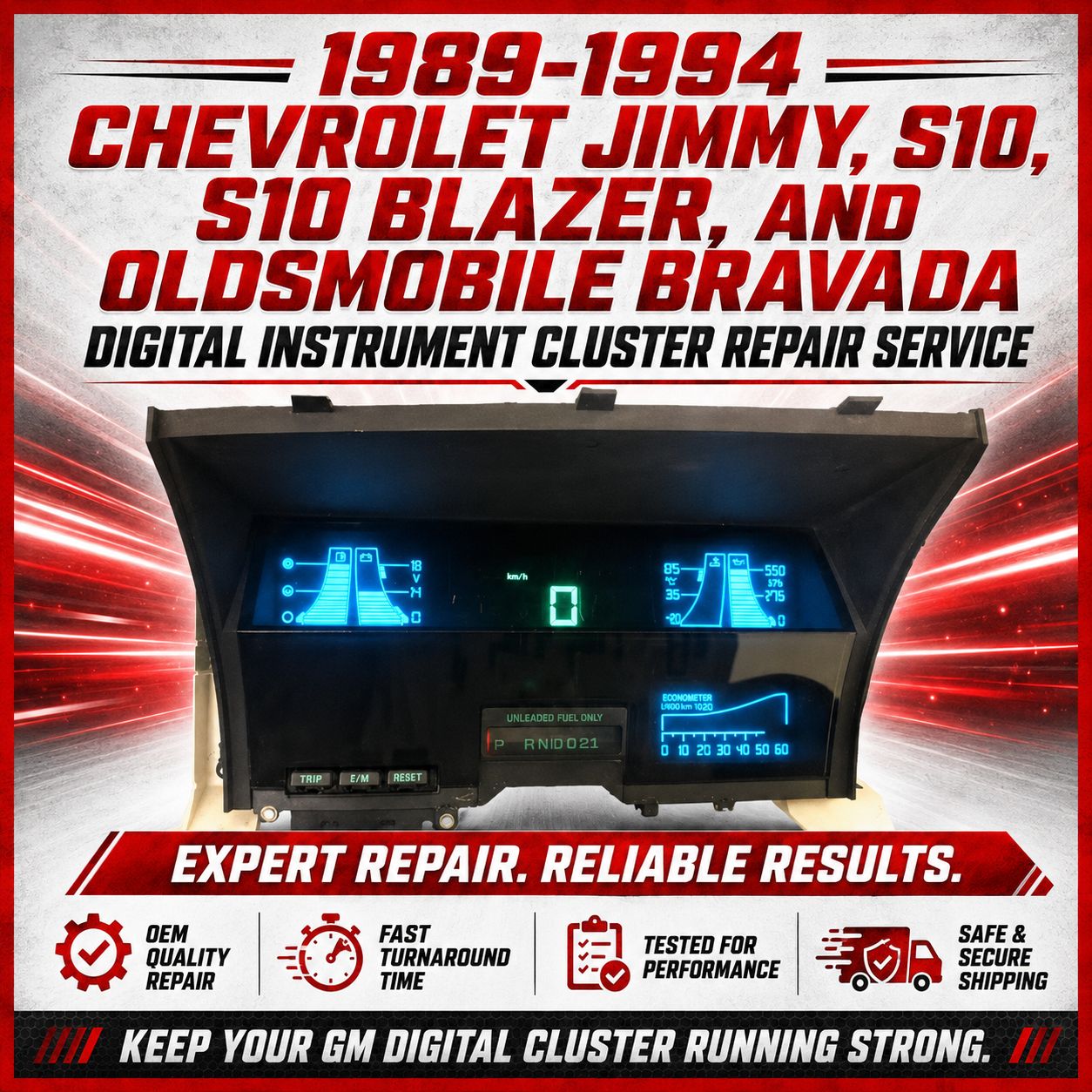 1989-1994 Chevrolet Jimmy, S10, S10 Blazer, and Oldsmobile Bravada Digital Instrument Cluster Repair