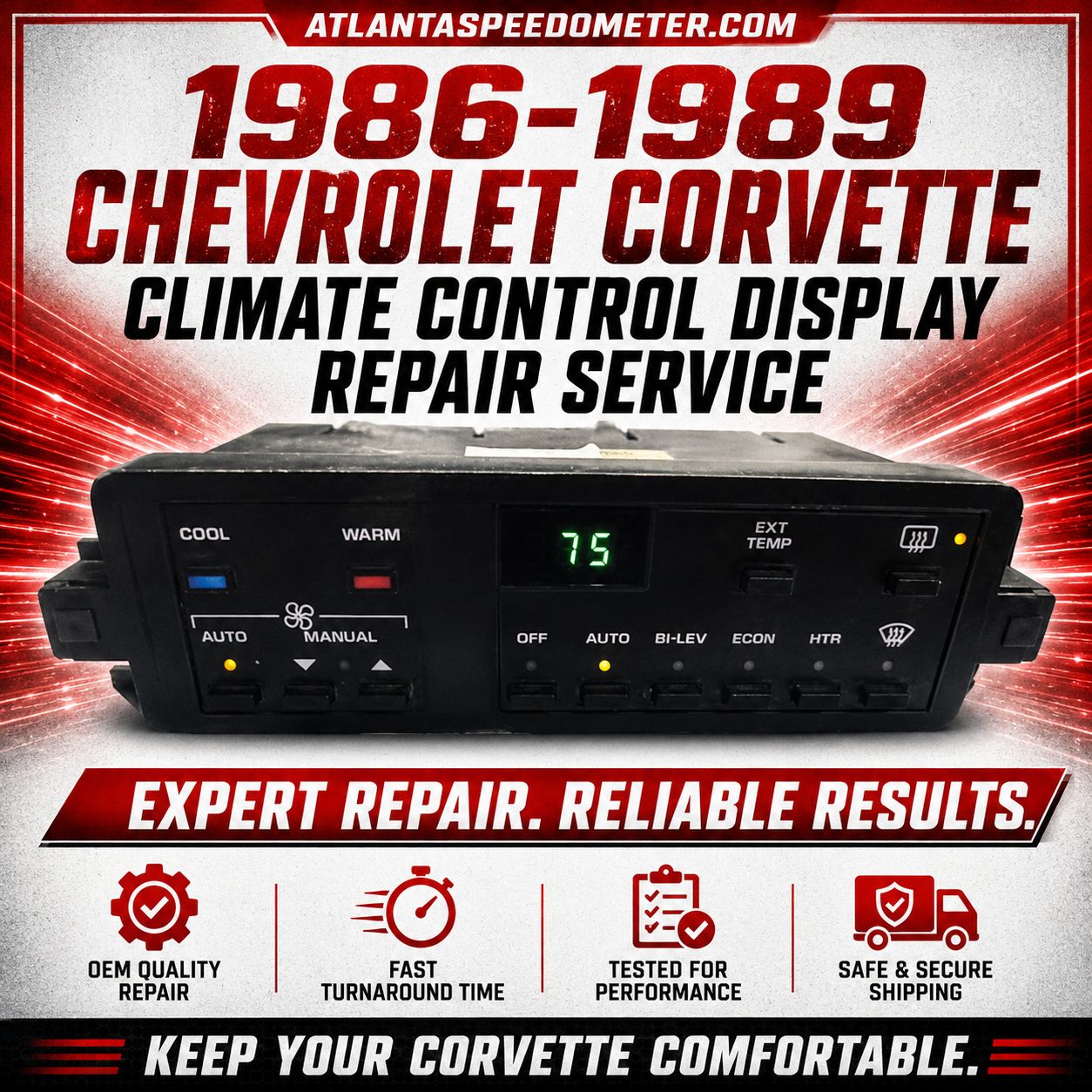 1986-1989 Chevrolet Corvette Climate Control Display Repair