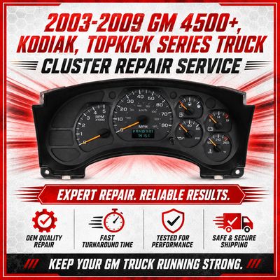 2003-2009 GM 4500+, Kodiak, Topkick Series Truck Cluster Complete Rebuild Service