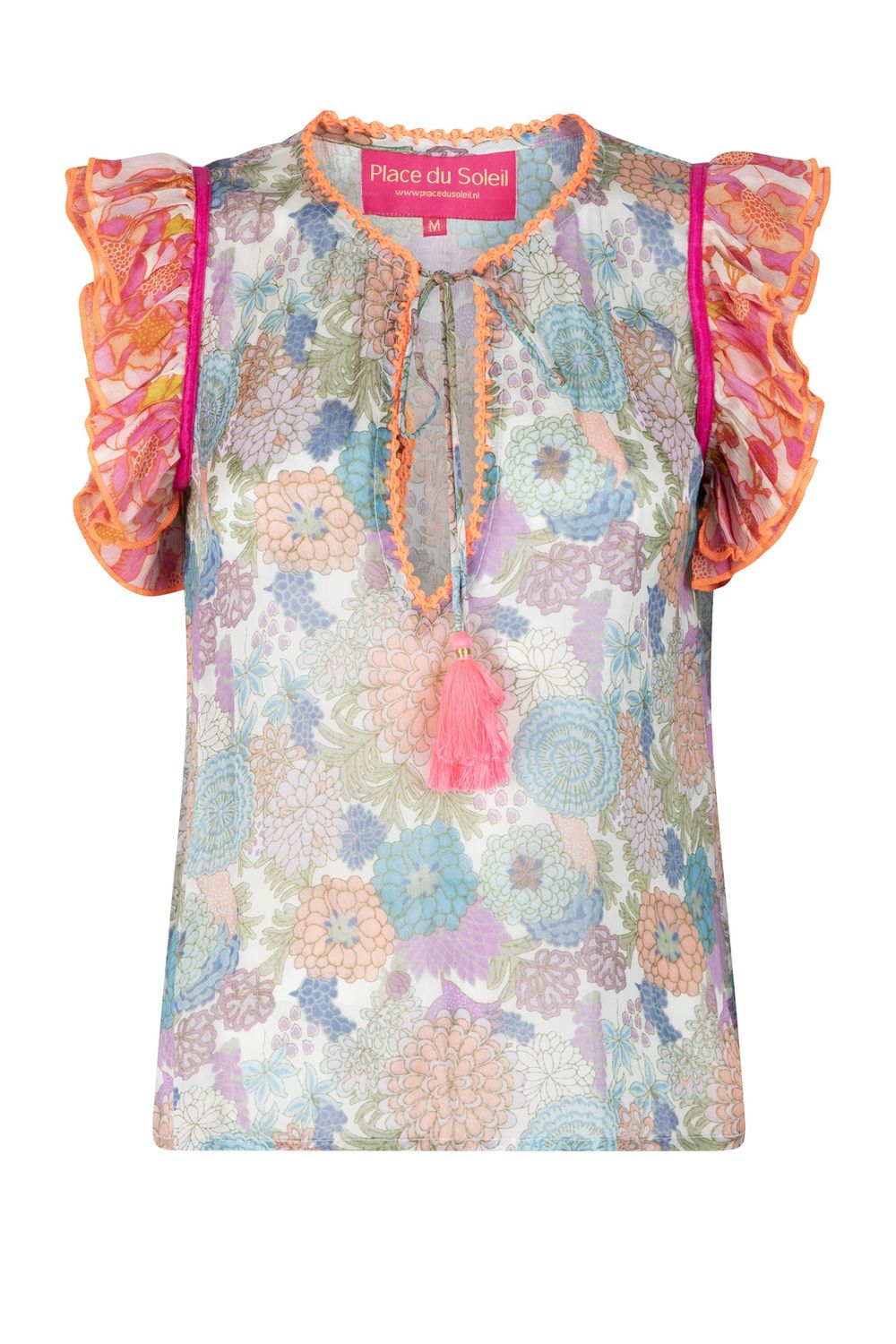 GREEN ROSA BLUE TOP FRILL, Size: S