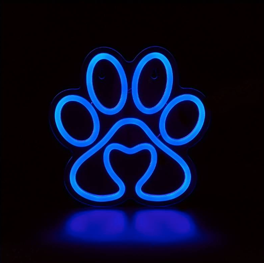Neonverlichting hondenpoot - blauw
