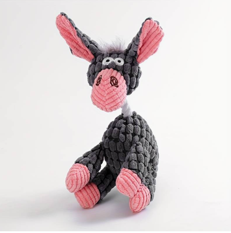 Pluche Ezel - grijs/roze