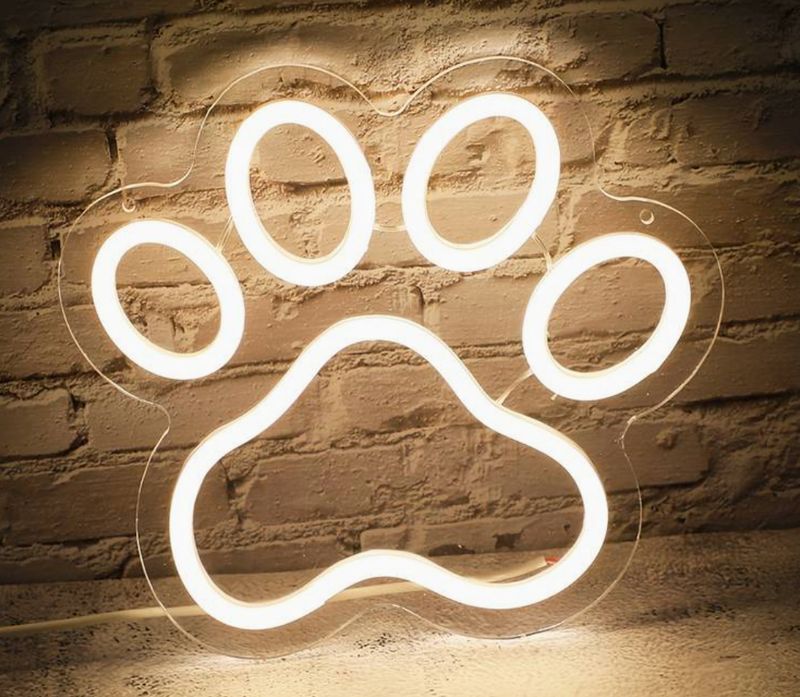 Neonverlichting hondenpoot - warm wit