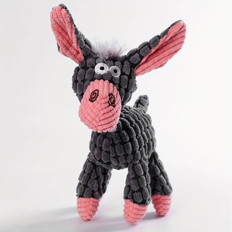 Pluche Ezel - grijs/roze