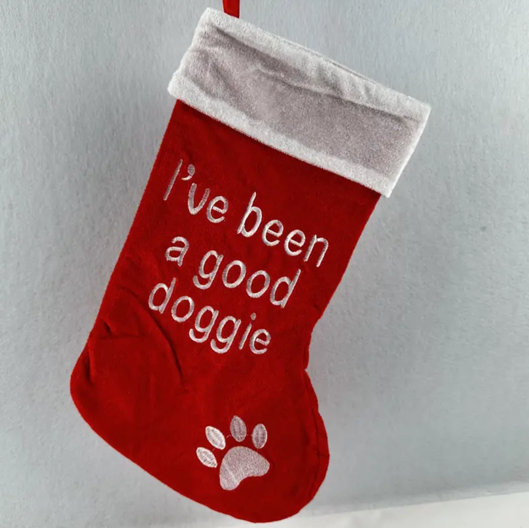 Kerstsok voor honden "I've been a good doggie"