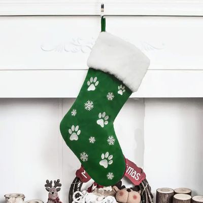 Kerstsok hondenpootjes - groen