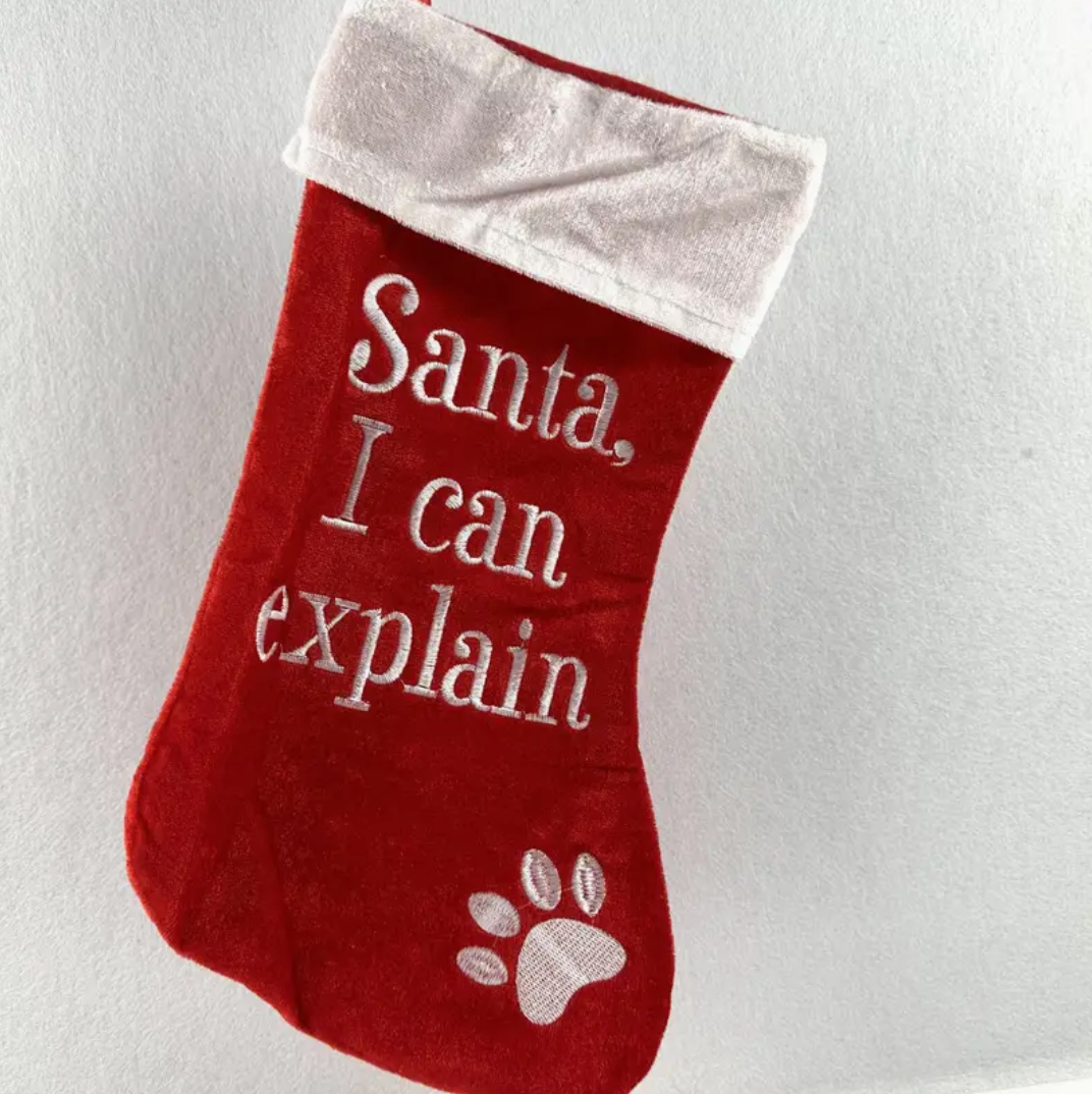 Kerstsok voor honden "Santa, I can explain"