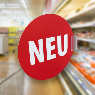 Aufmerksamkeit am Regalrand durch auffällige Stopperformen