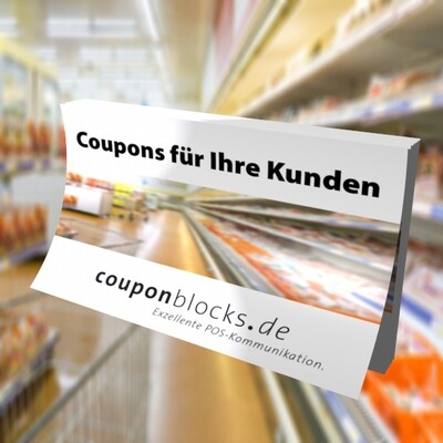 Couponingaktion am Regal mit Rabattbon