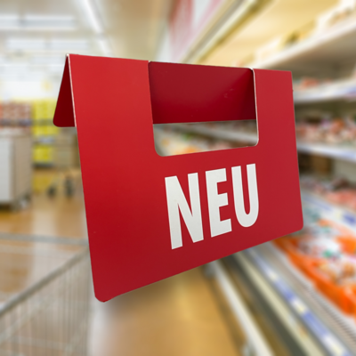 Preisschild in Preisschiene zur Produktkennzeichnung