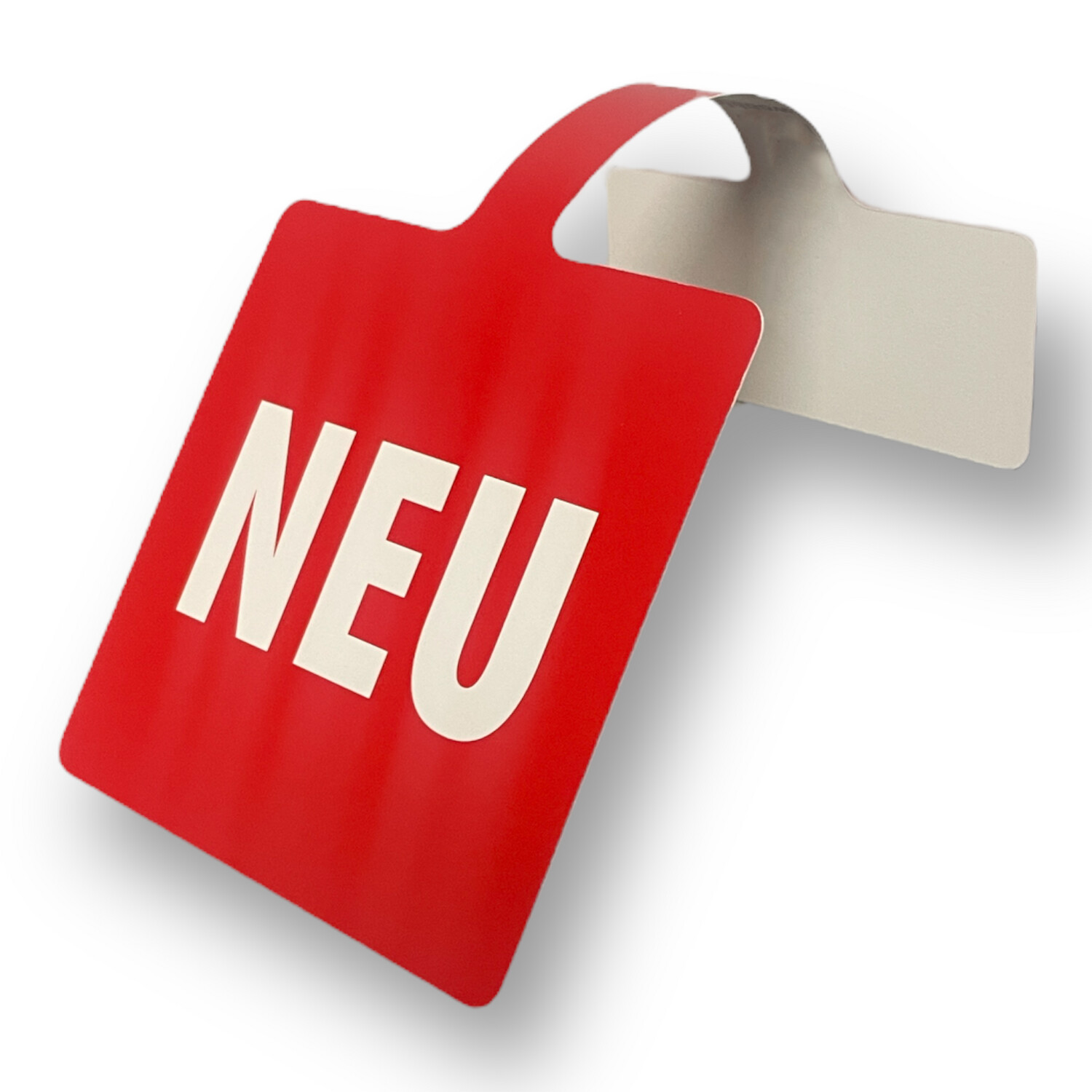 Regalwobbler aus Karton 1-teilig mit dem Text NEU