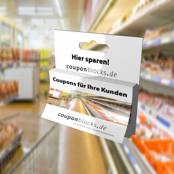 Couponblock mit Backcard, bis 50 Blatt, Couponformat bis 100 x 97 mm, Backcard bis 100 x 148 mm