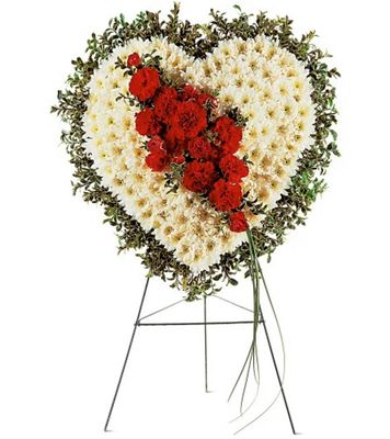 $349 Fresh Flower Easel Heart Funeral Sympathy Arrangement