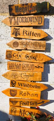 Rustic Engraved Sign; Fantasy, Gaming or Book, TV or Movie themed