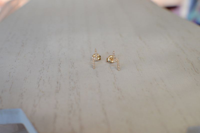 14K Yellow Gold .07ctw Dia Lightning Bolt Stud ER