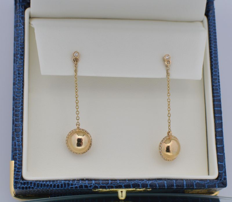10k yellow gold Saturn drop earrings