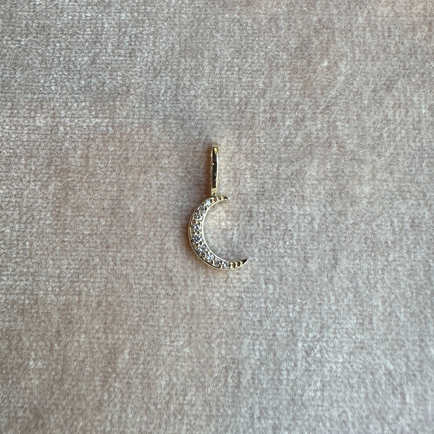 14K Yellow Gold .07ctw Diamond Crescent Moon Charm/Pendant