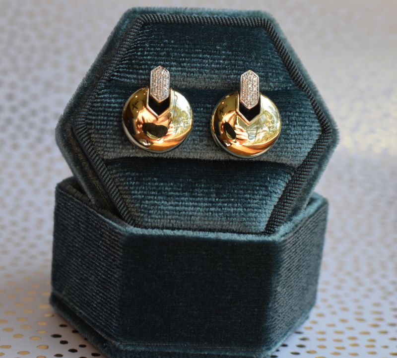 10K Yellow Gold .10ct Pave Dia Petite Door Knocker Earrings