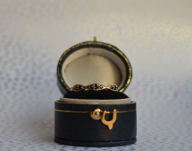 14k Yellow Gold .19ctw Sapphire  Eye Shape Stacker Band