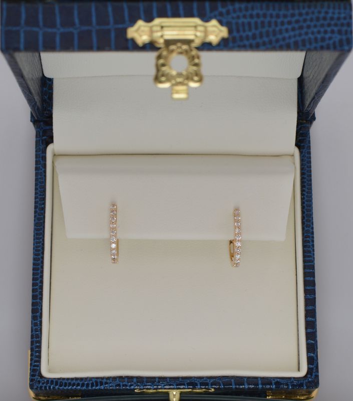 14K Yellow Gold .25ctw Diamond Hoop Earrings