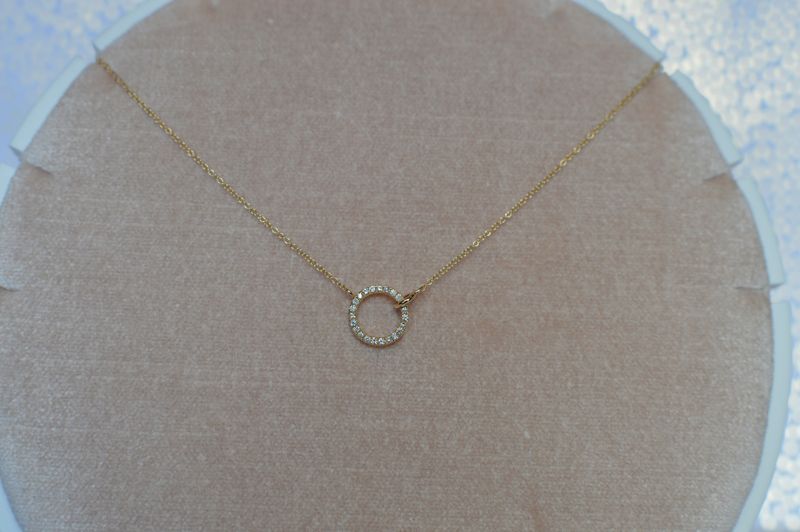 14K Yellow Gold .10ctw Diamond Interlocking Circle Necklace