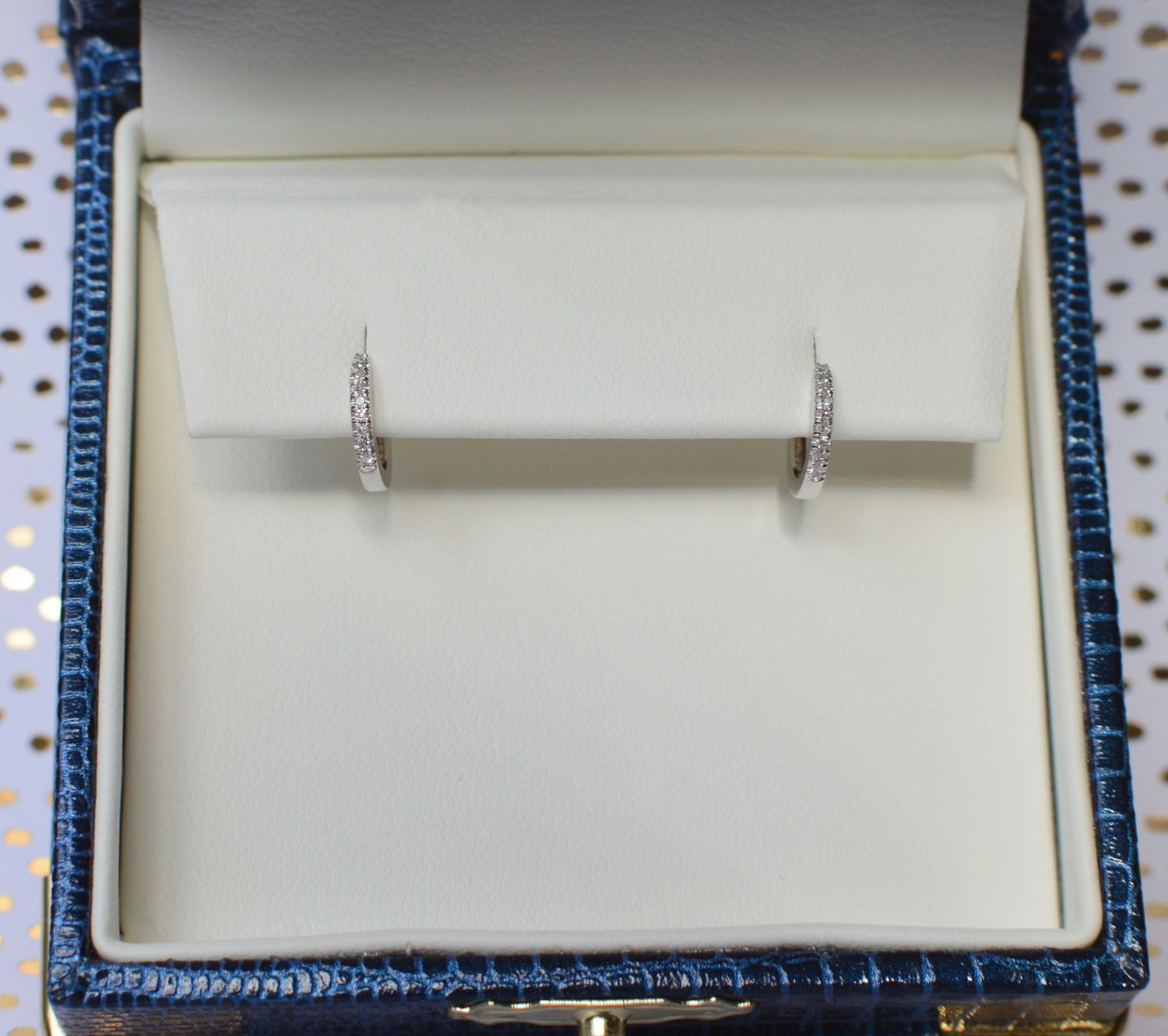 14K White Gold .06ctw Diamond Mini Huggie Earrings