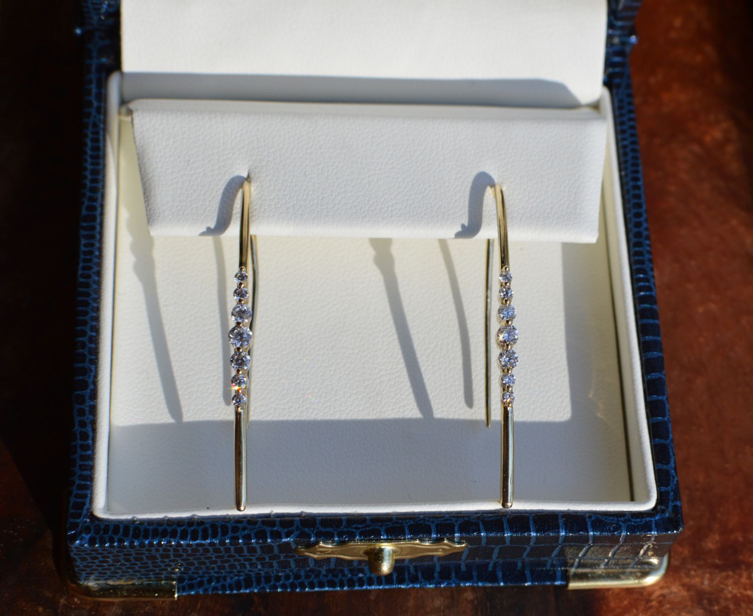 10K Yellow Gold .50ctw Graduated Diamond Stick Earrings