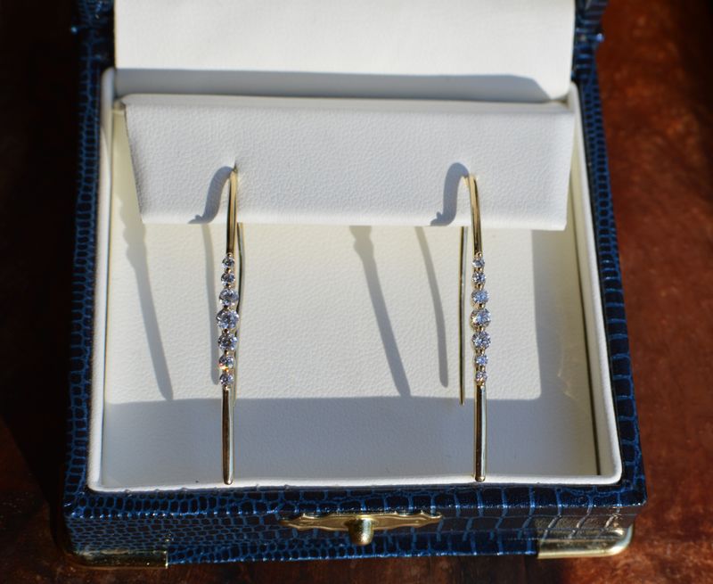 10K Yellow Gold .50ctw Graduated Diamond Stick Earrings