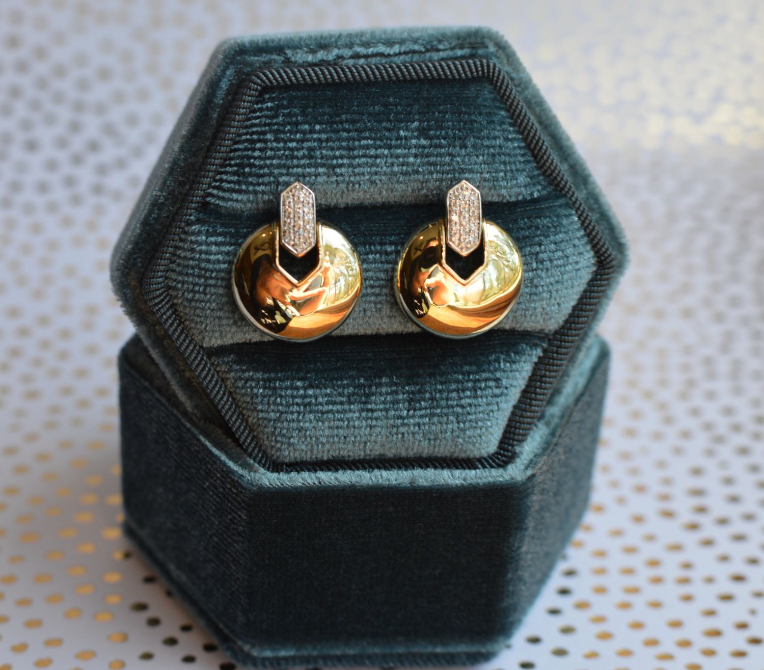 10K Yellow Gold .10ct Pave Dia Petite Door Knocker Earrings